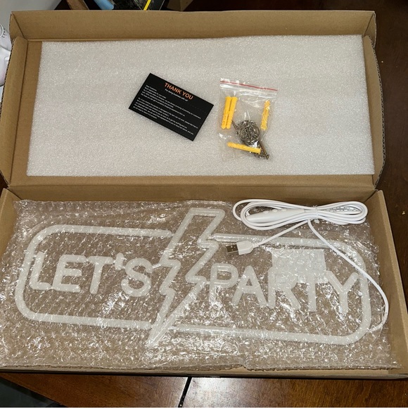 Lets Party Neon Sign, Dimmable Neon Lights Signs for Wall Decor, LED Neon Signs, - Picture 3 of 11